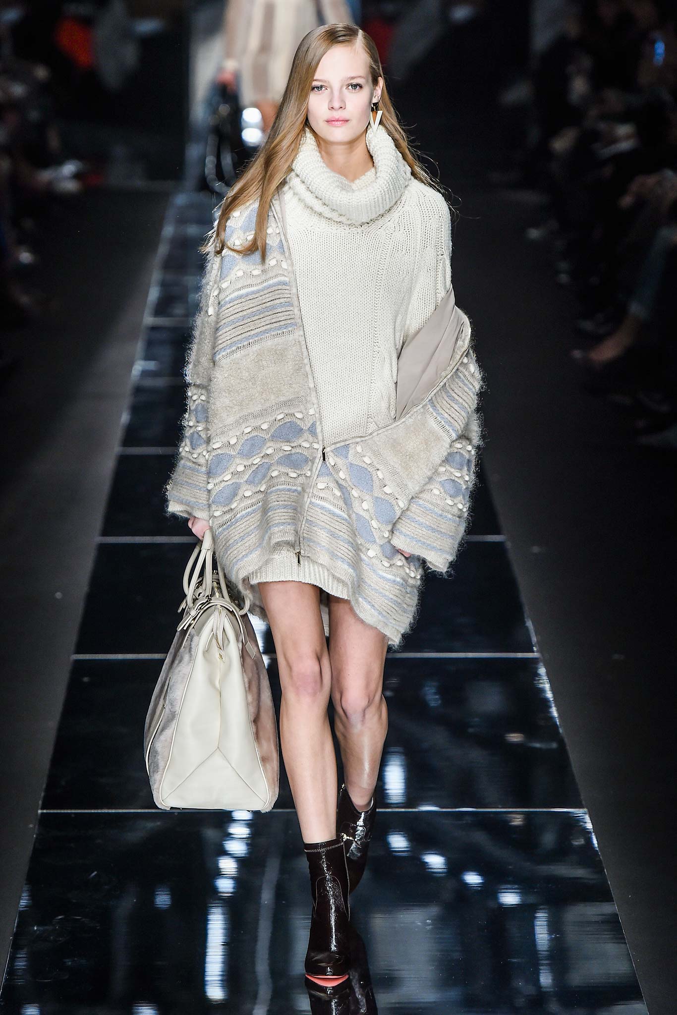 ivory leather textured bag