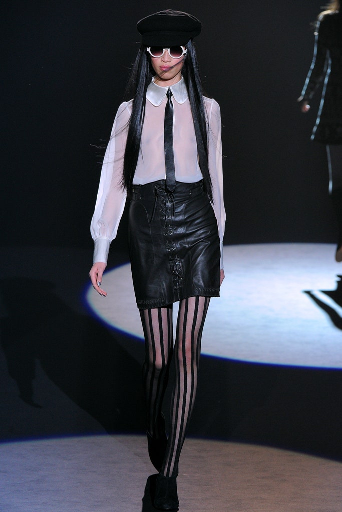 black leather mini skirt