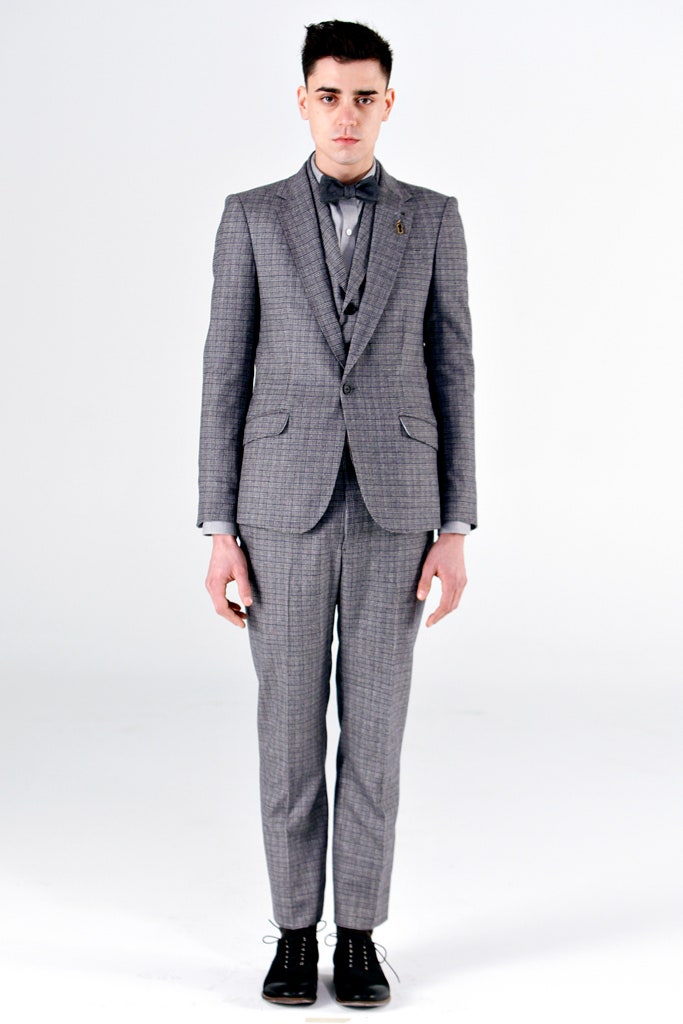gray checked tailored blazer