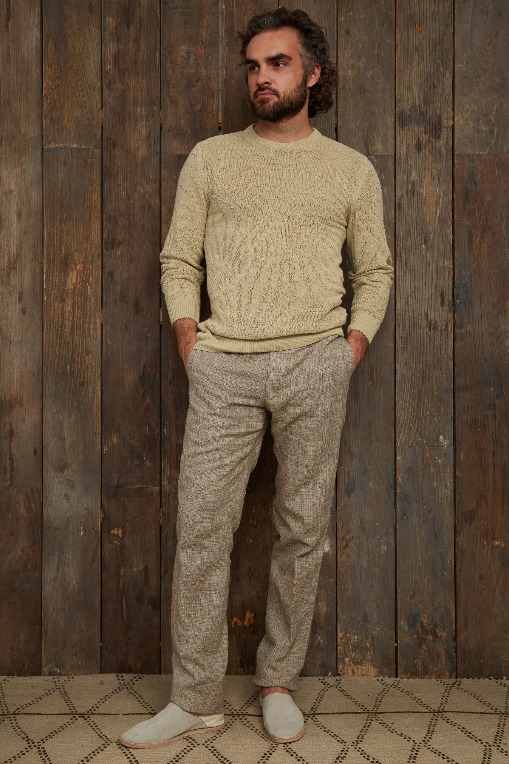beige textured knit sweater