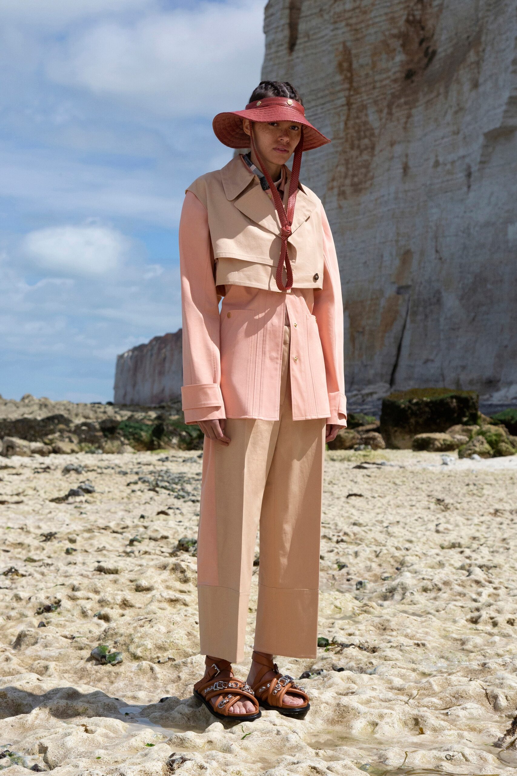 cropped layered beige cape jacket