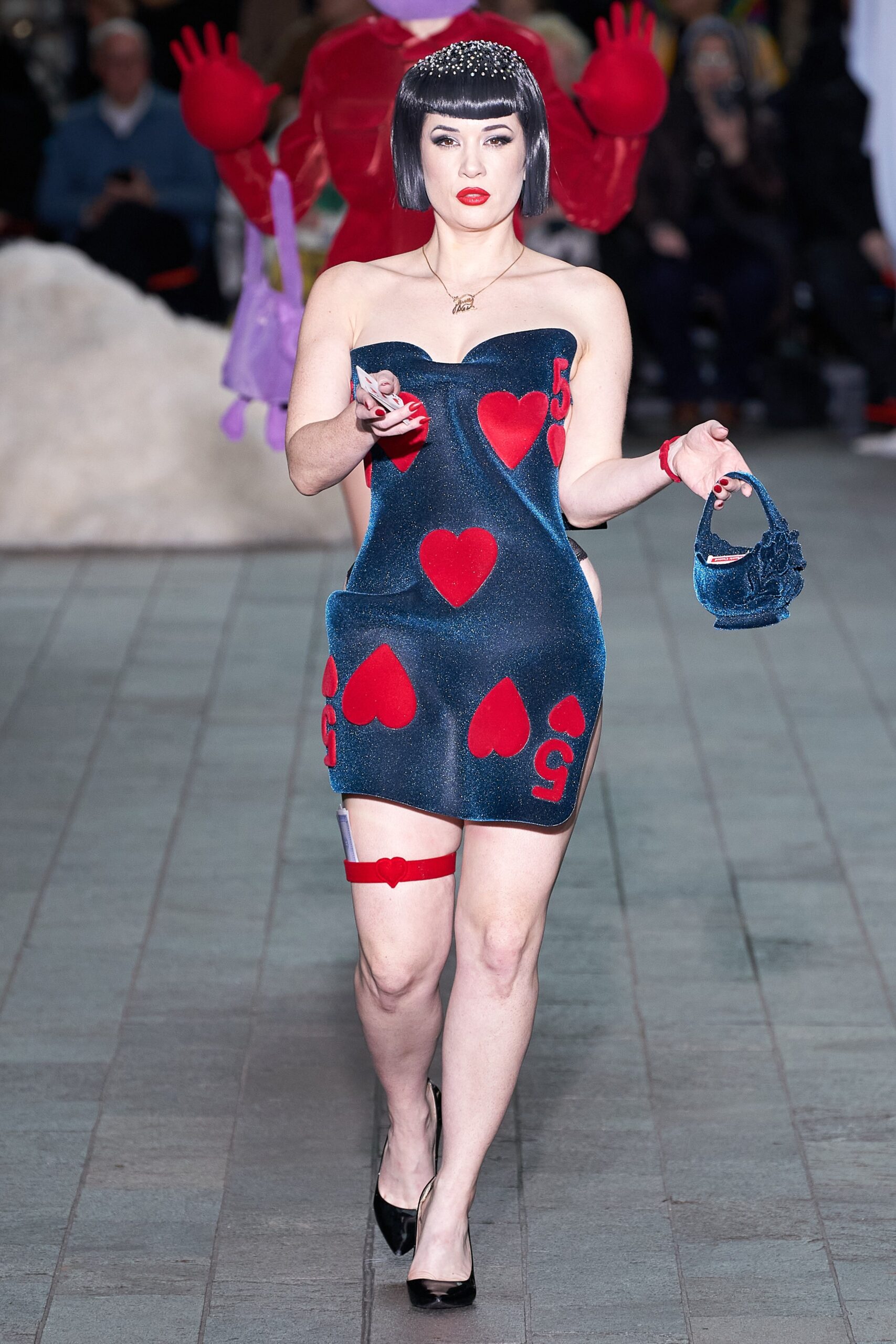 playing-card strapless mini dress