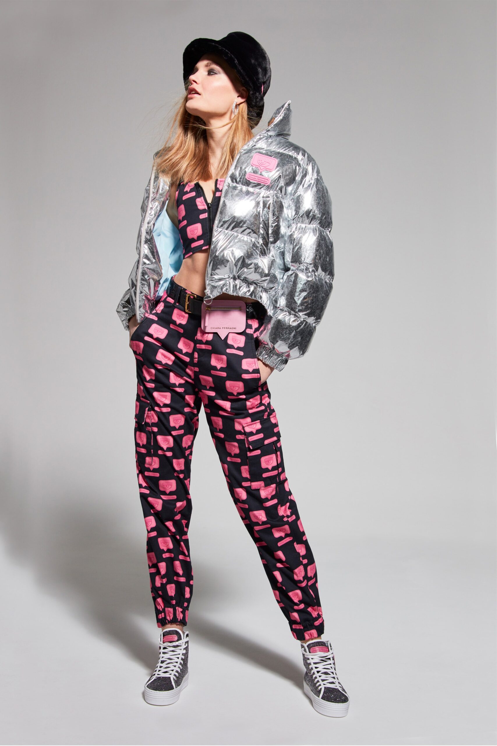 silver cropped puffer jacket
