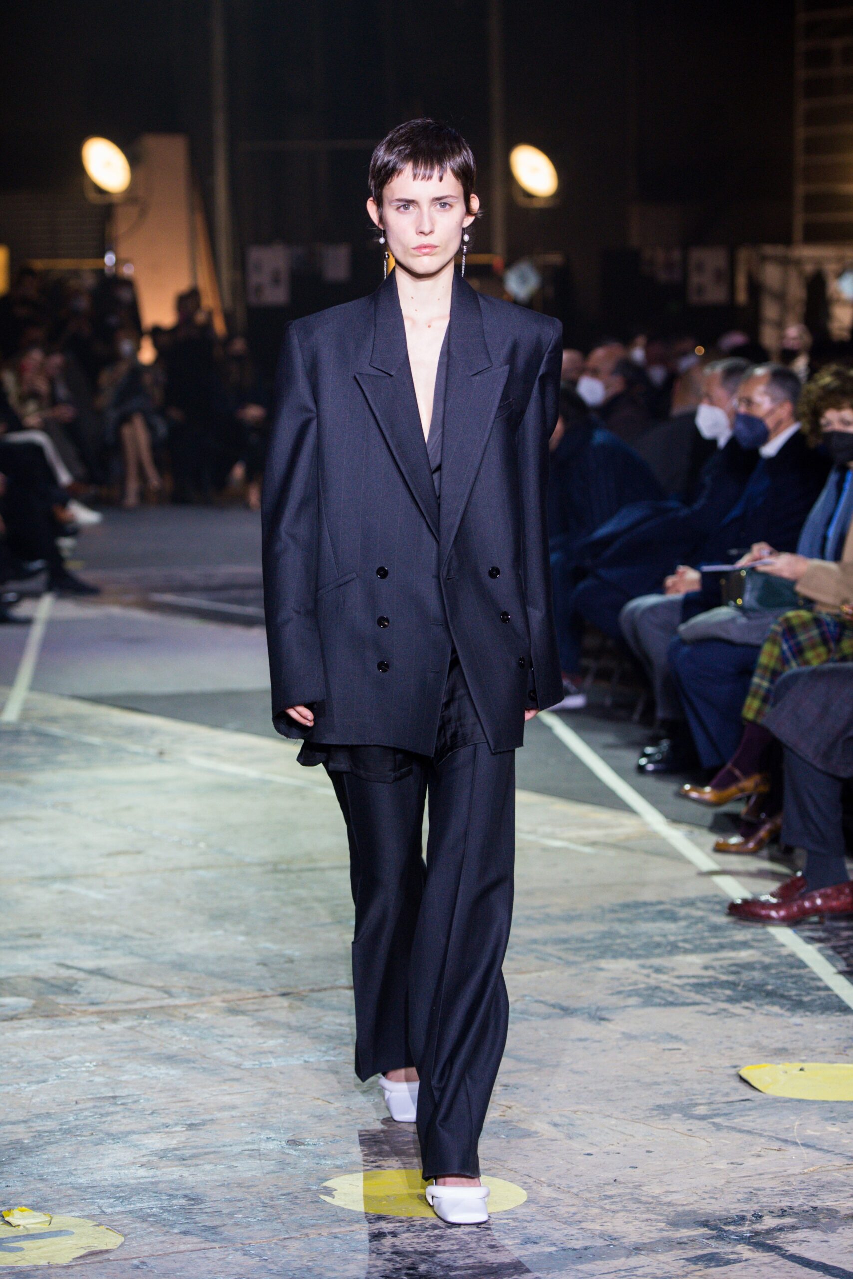 oversized double-breasted black blazer