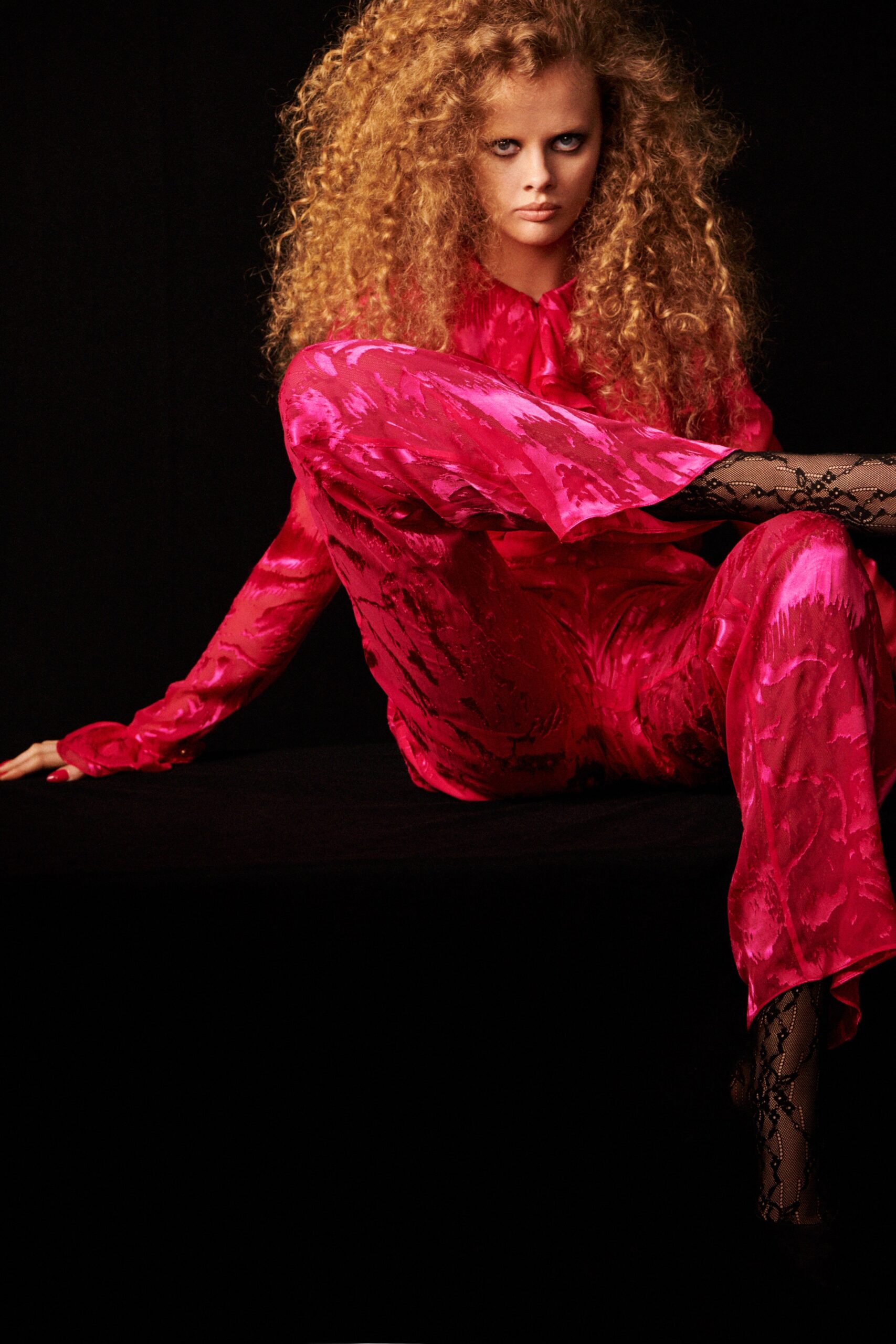 hot pink satin printed jumpsuit