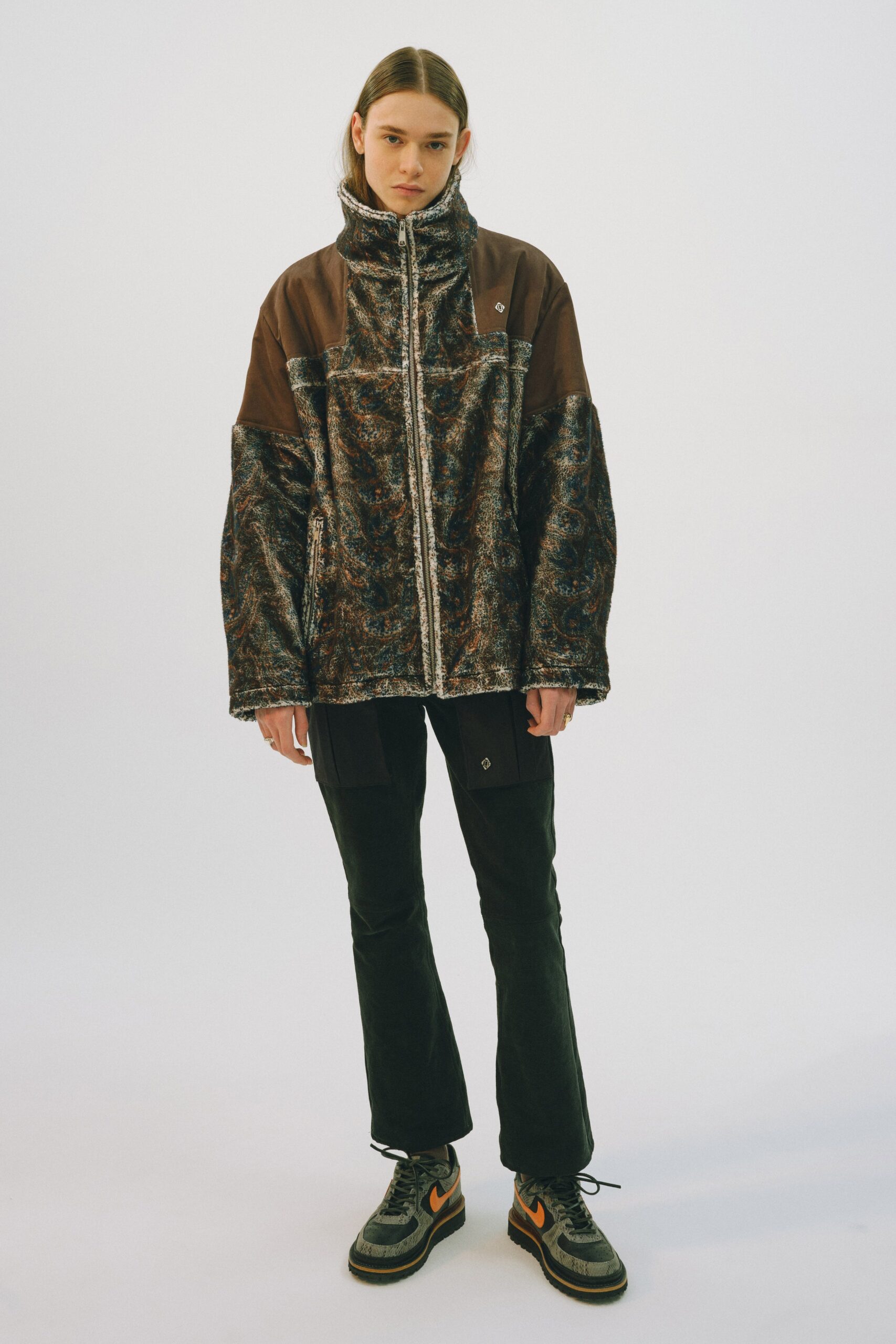 paisley zip-up oversized jacket