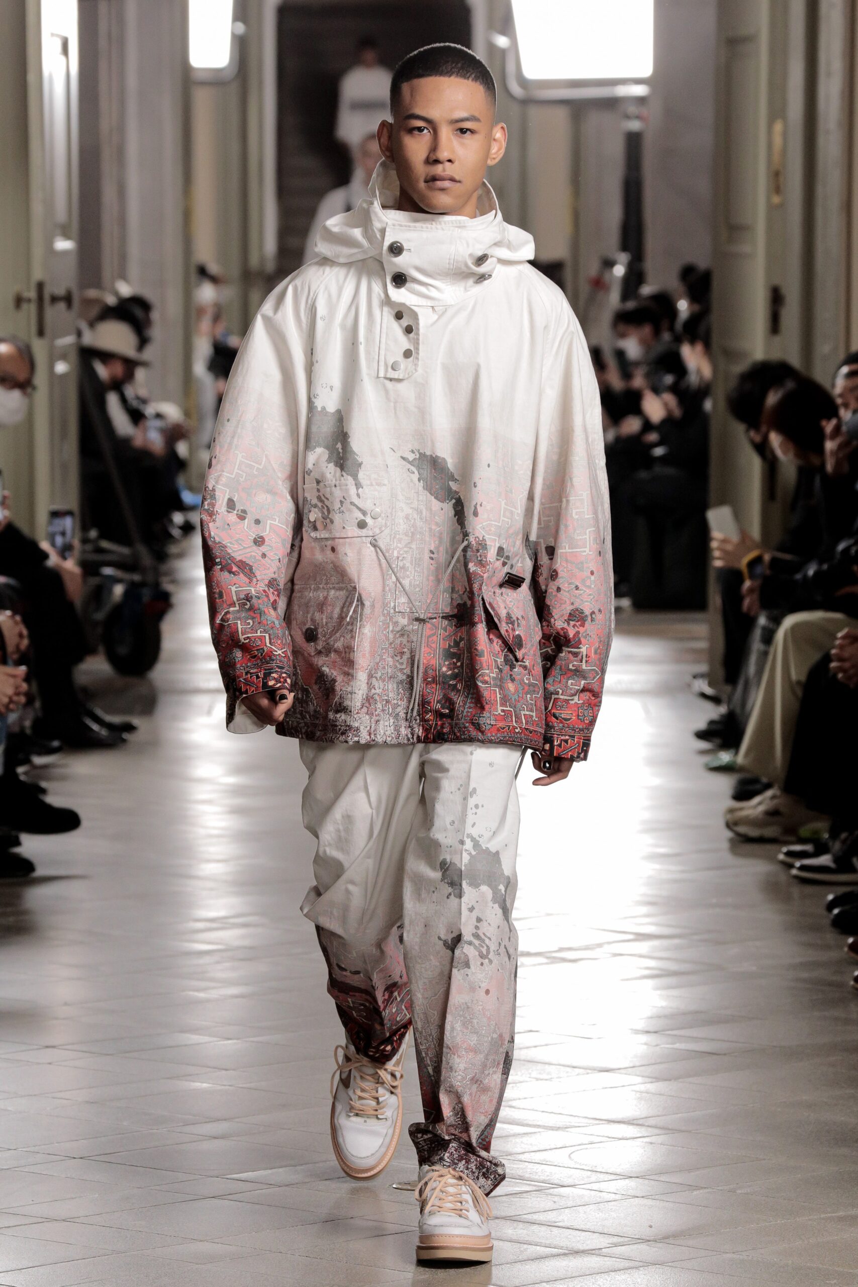 printed hooded anorak jacket