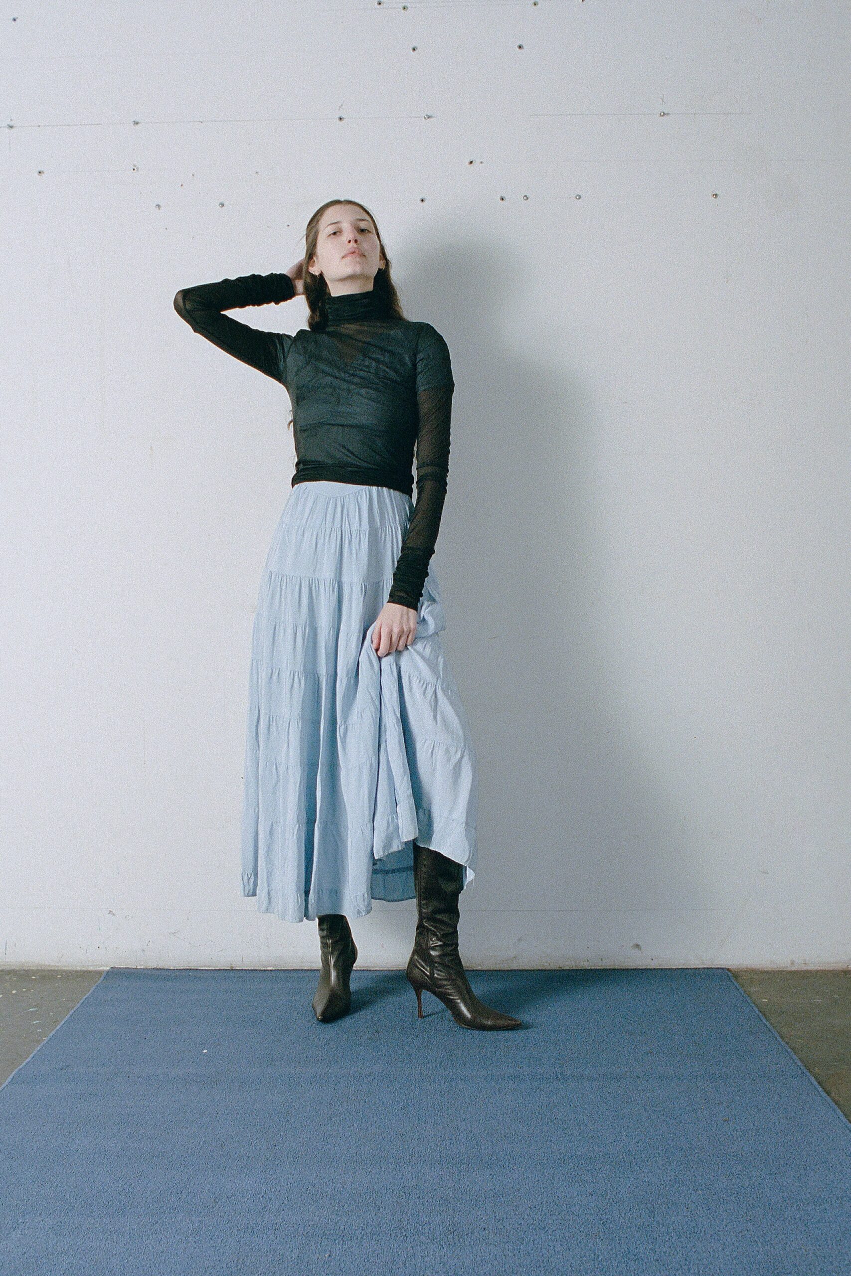 sheer black turtleneck top