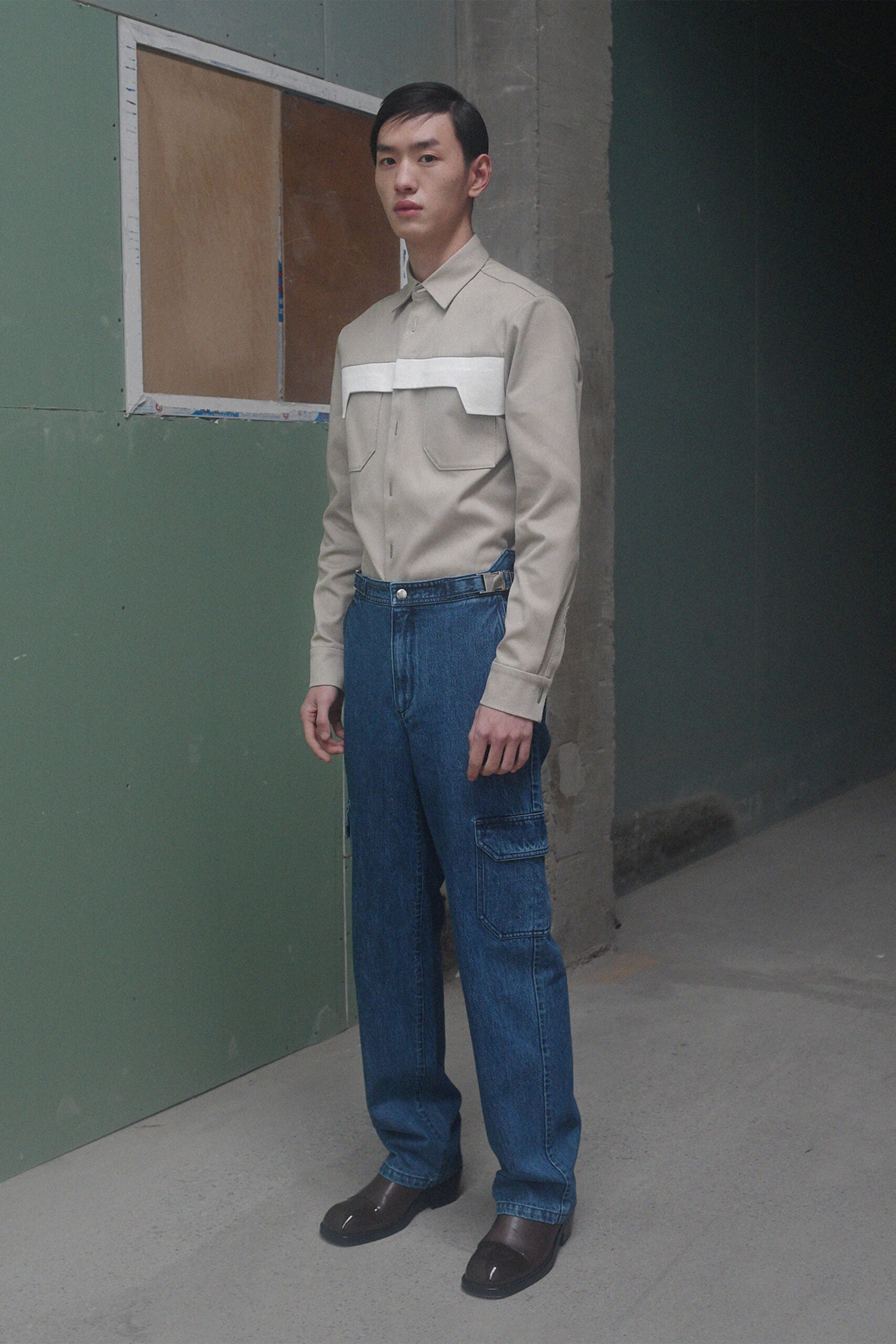color-block western-style shirt