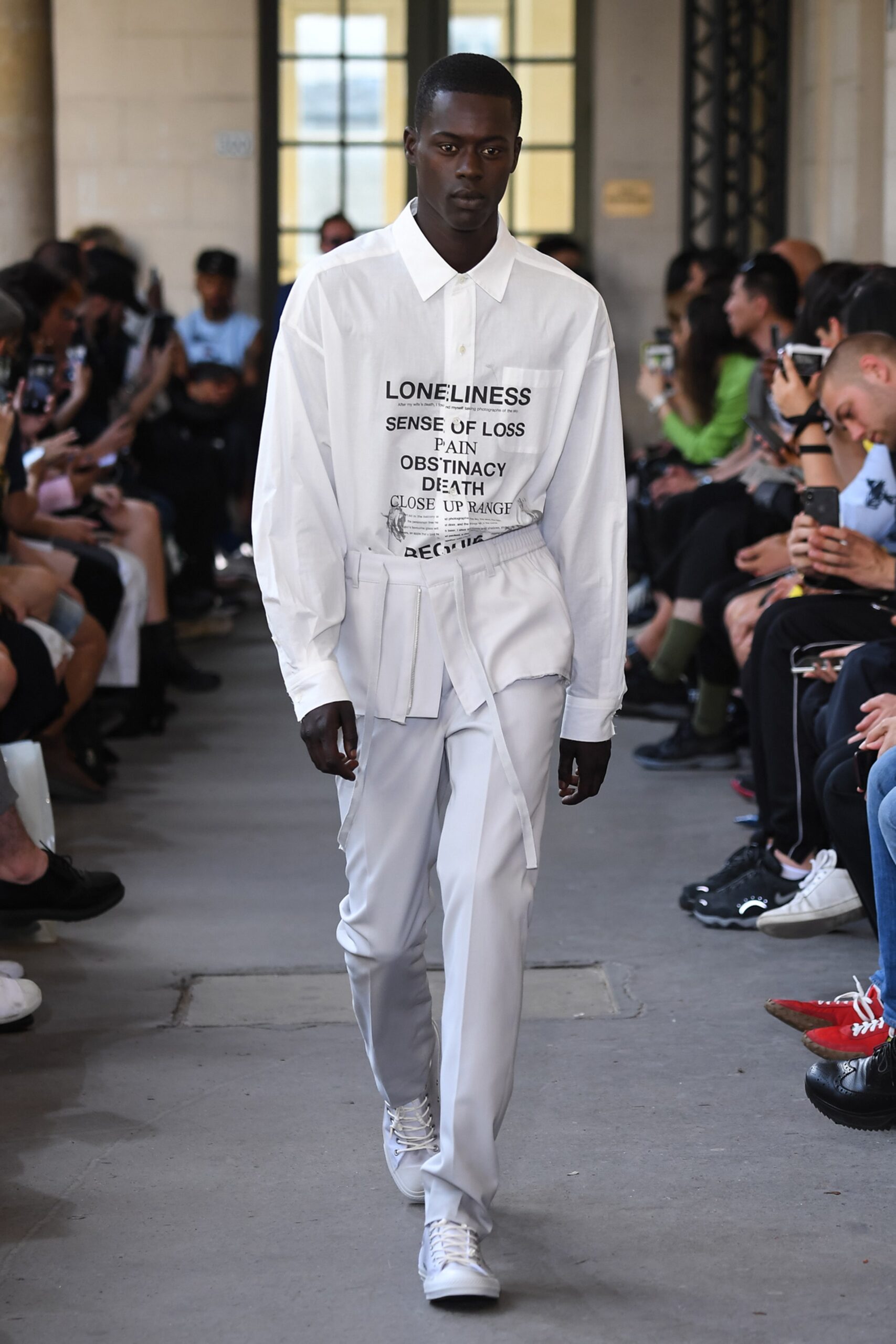 oversized text-print white shirt