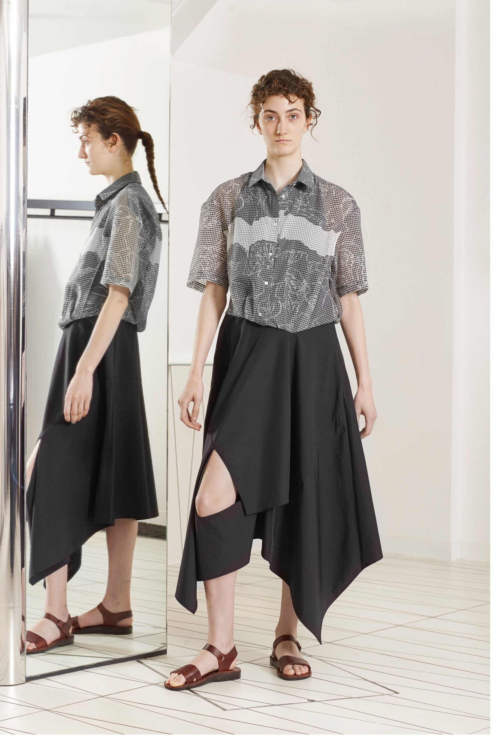 asymmetric handkerchief hem black skirt