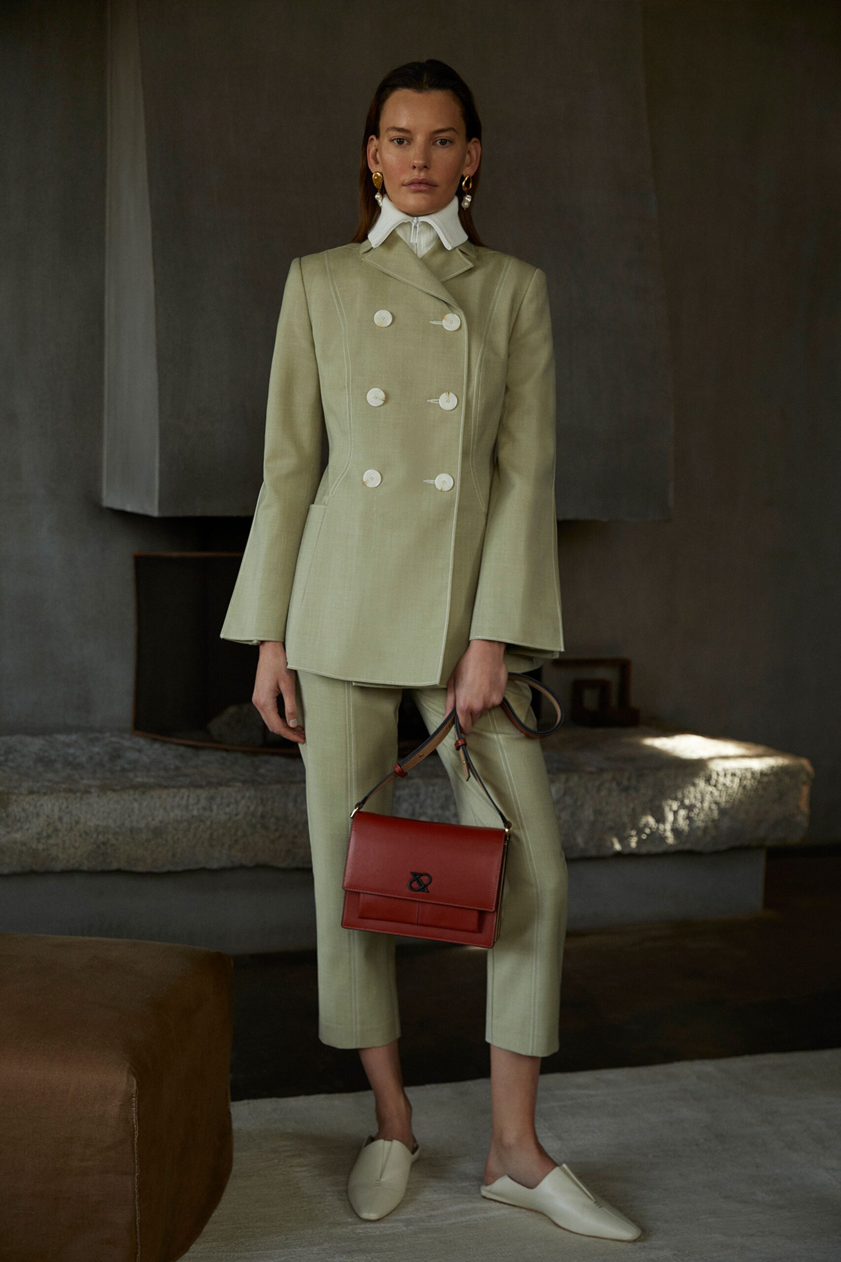 double-breasted flared cuff blazer