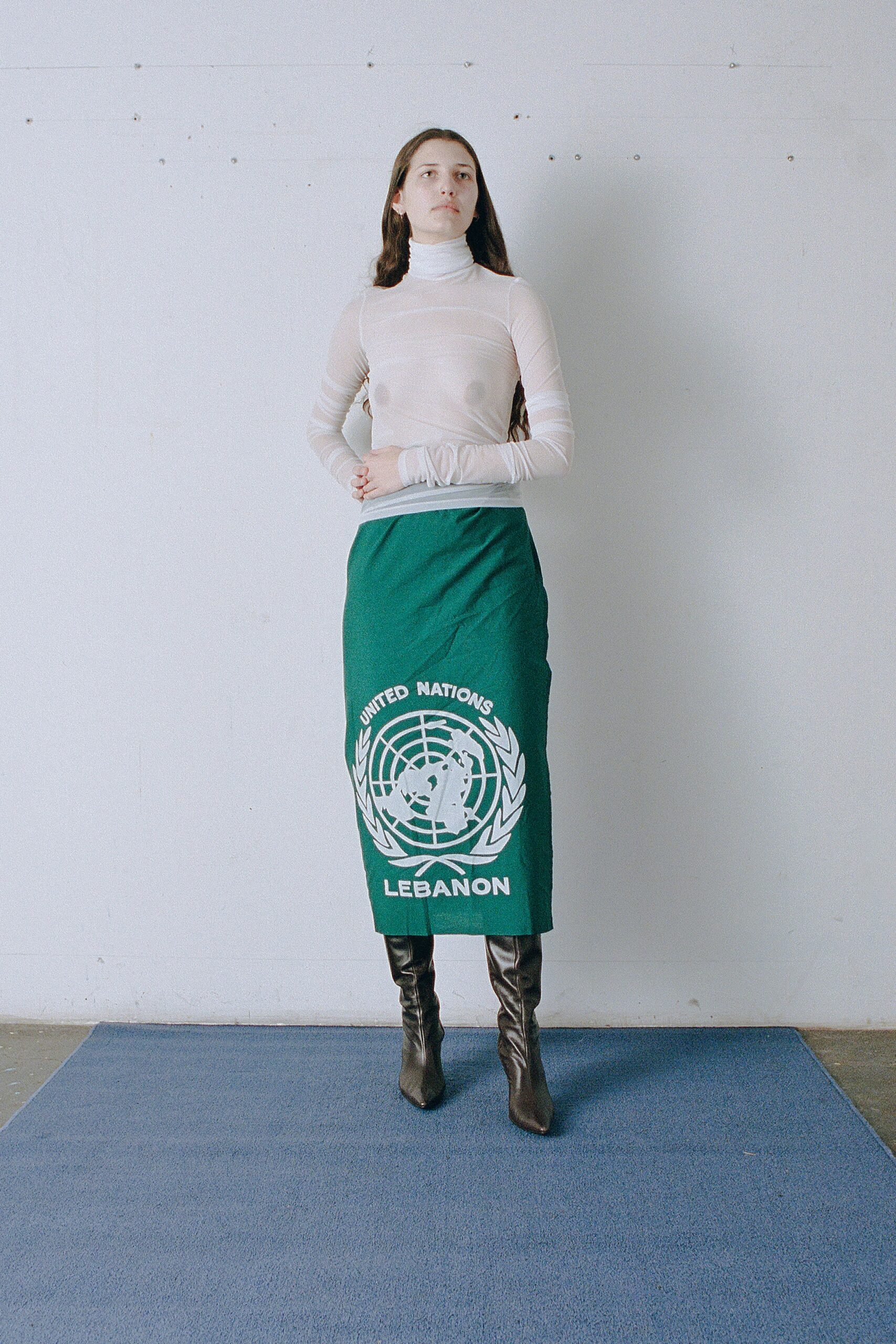 green United Nations pencil skirt
