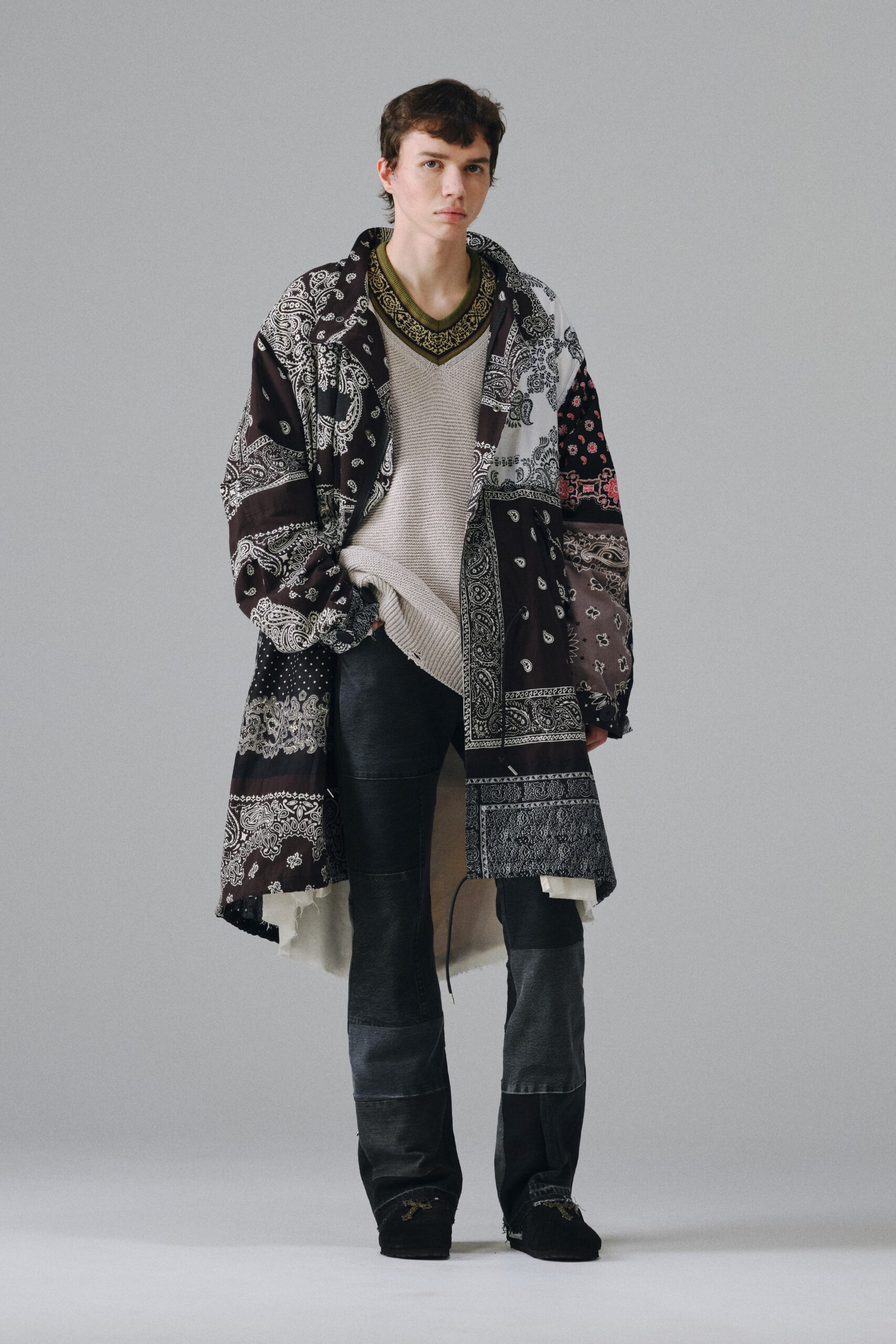 bandana patchwork oversized coat