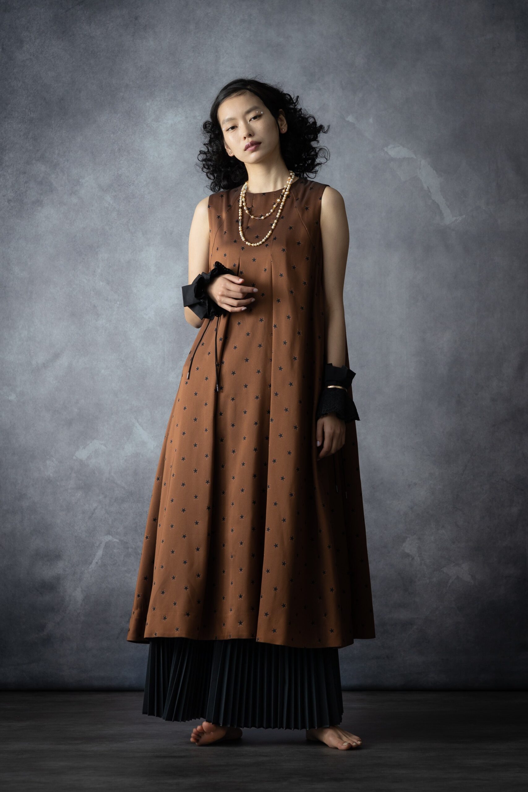 star-print sleeveless maxi dress
