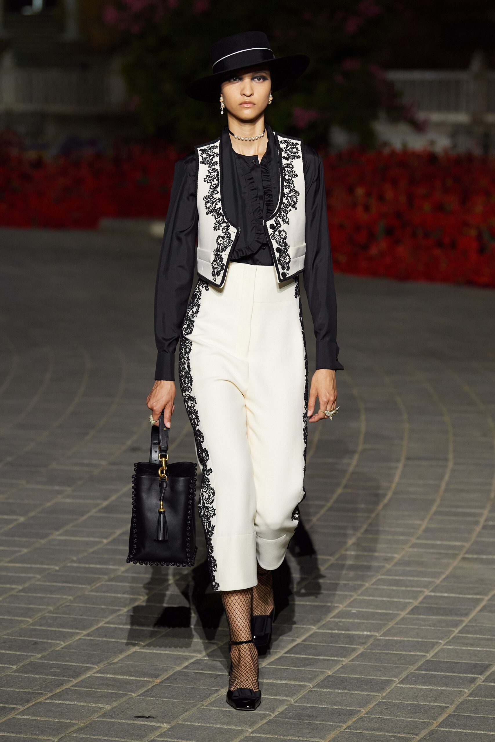 embroidered ivory cropped vest