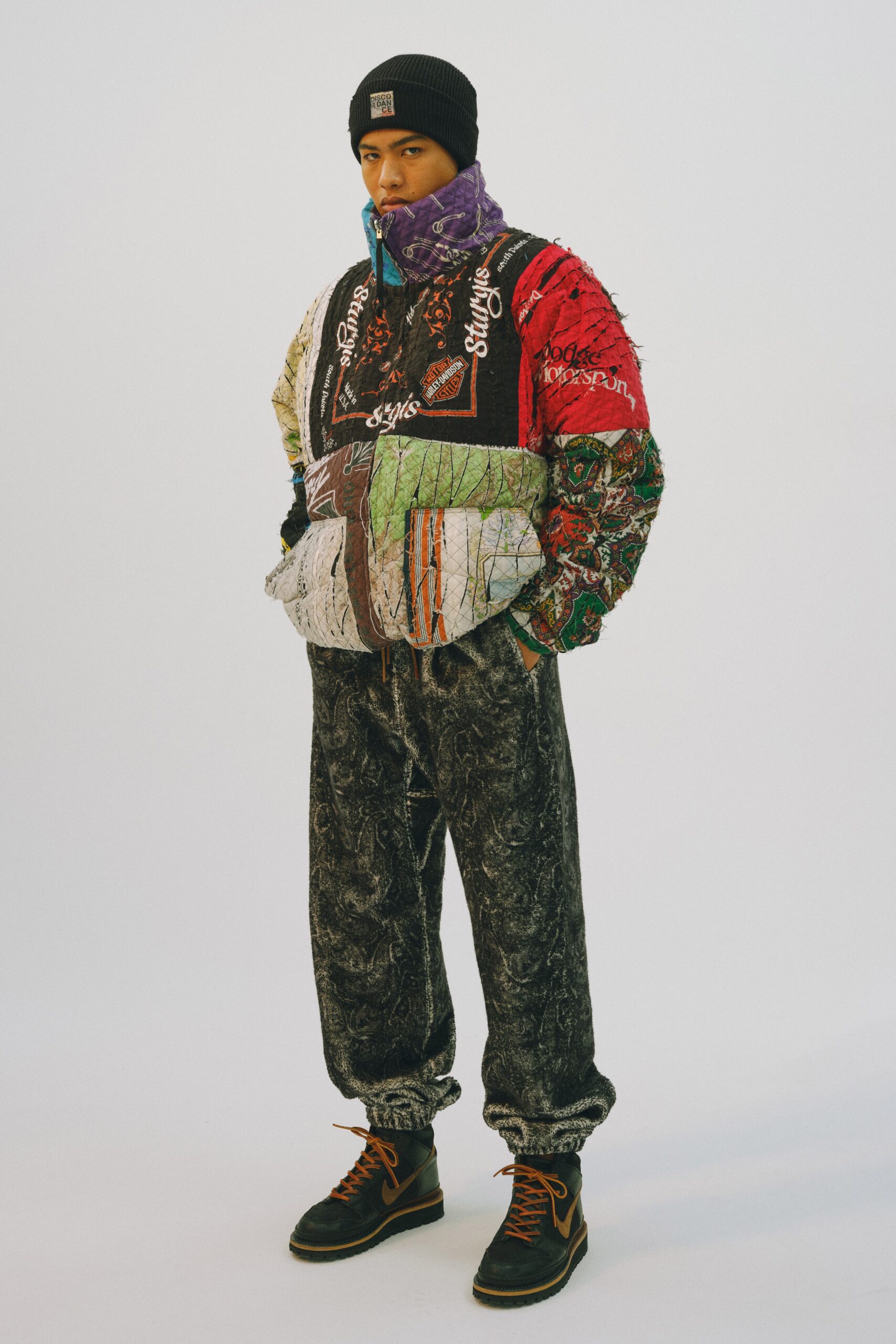 patchwork quilted puffer jacket