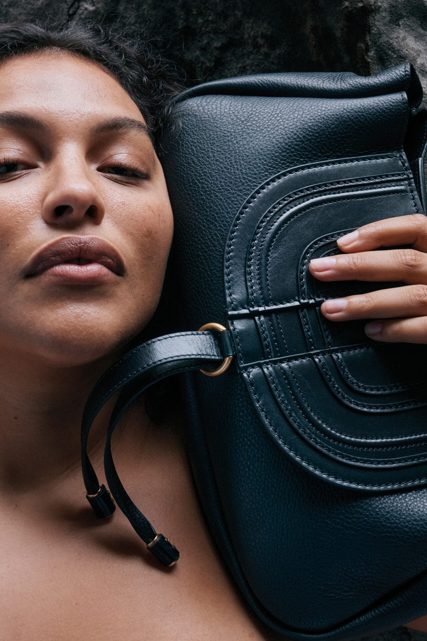 black leather saddle bag