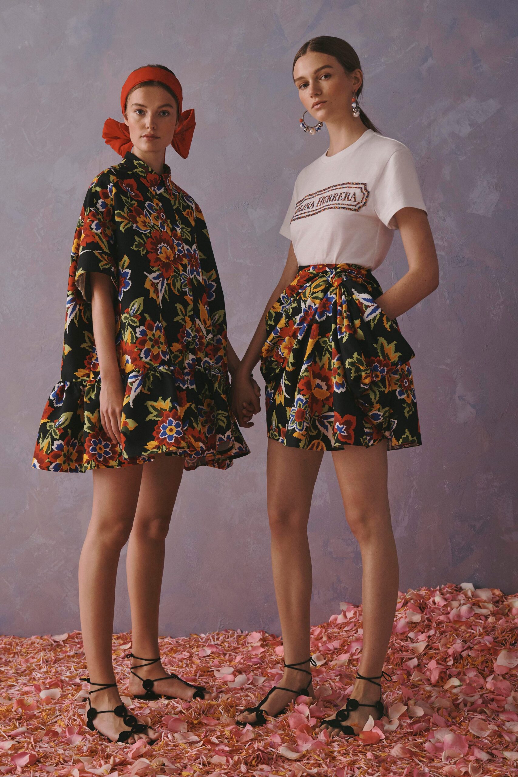 black unknown floral draped mini skirt