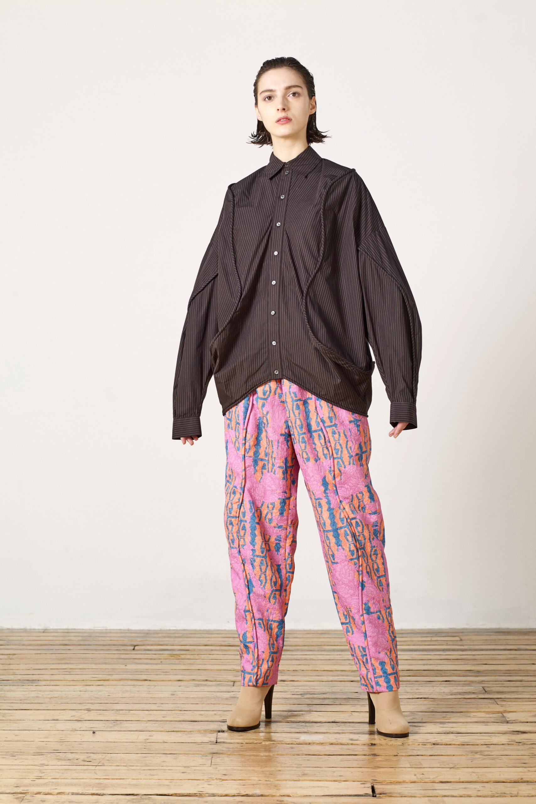 oversized pinstriped sculptural shirt