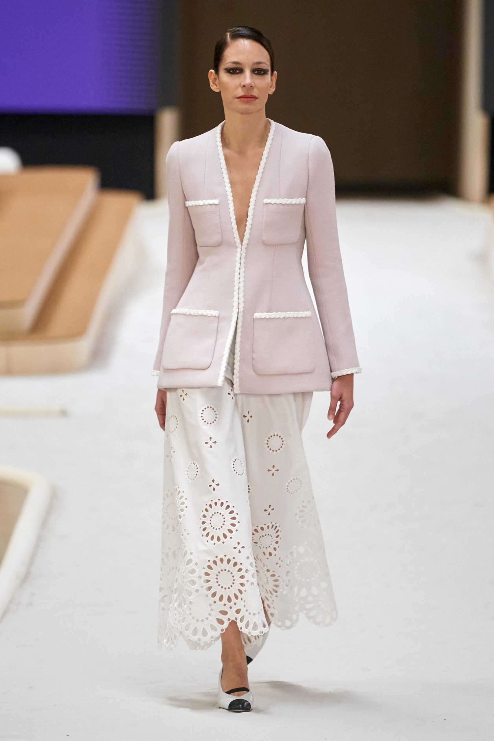 pink unknown long-sleeve v-neck tailored openwork pockets jacket