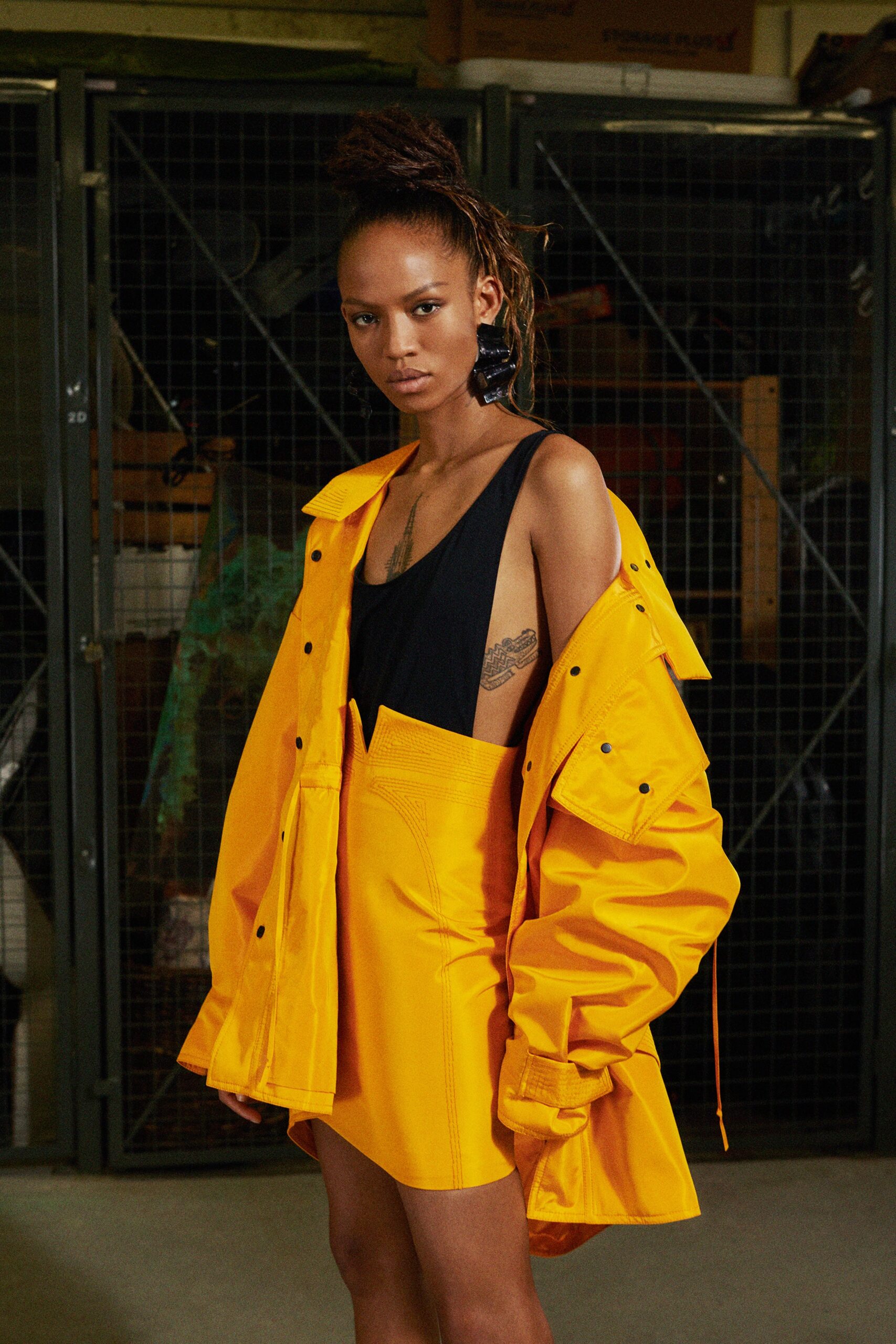 yellow oversized utility jacket