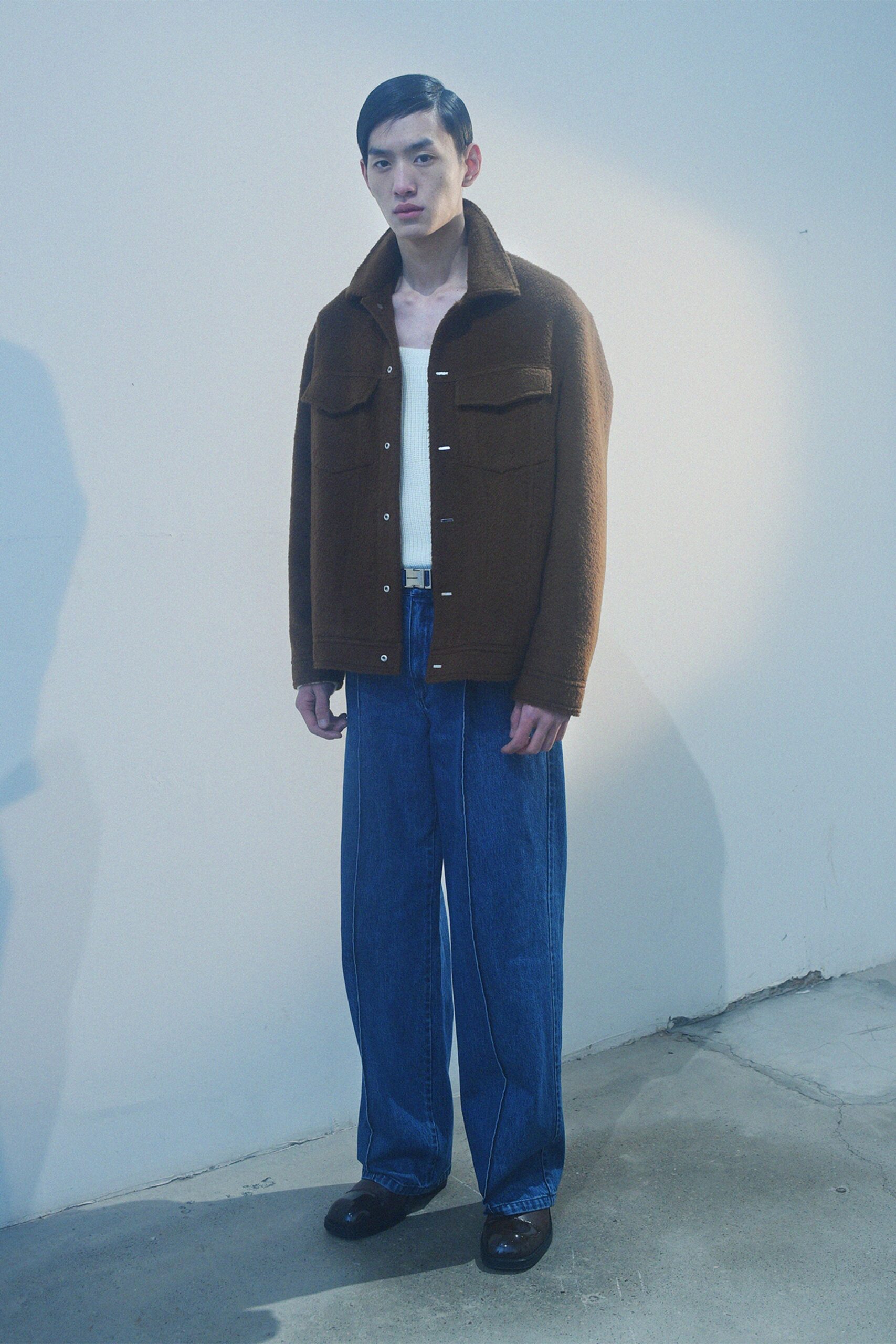 brown wool shirt jacket