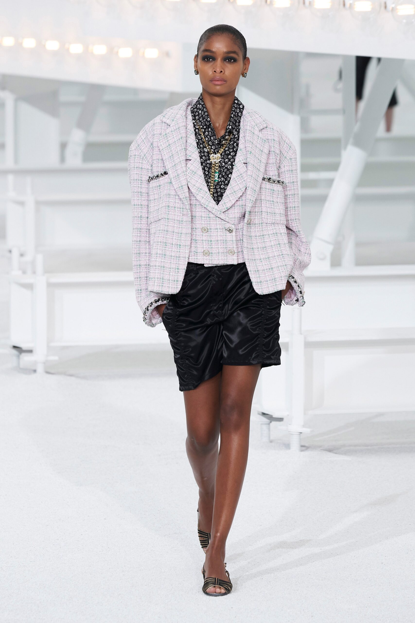 black unknown high-neck printed blouse