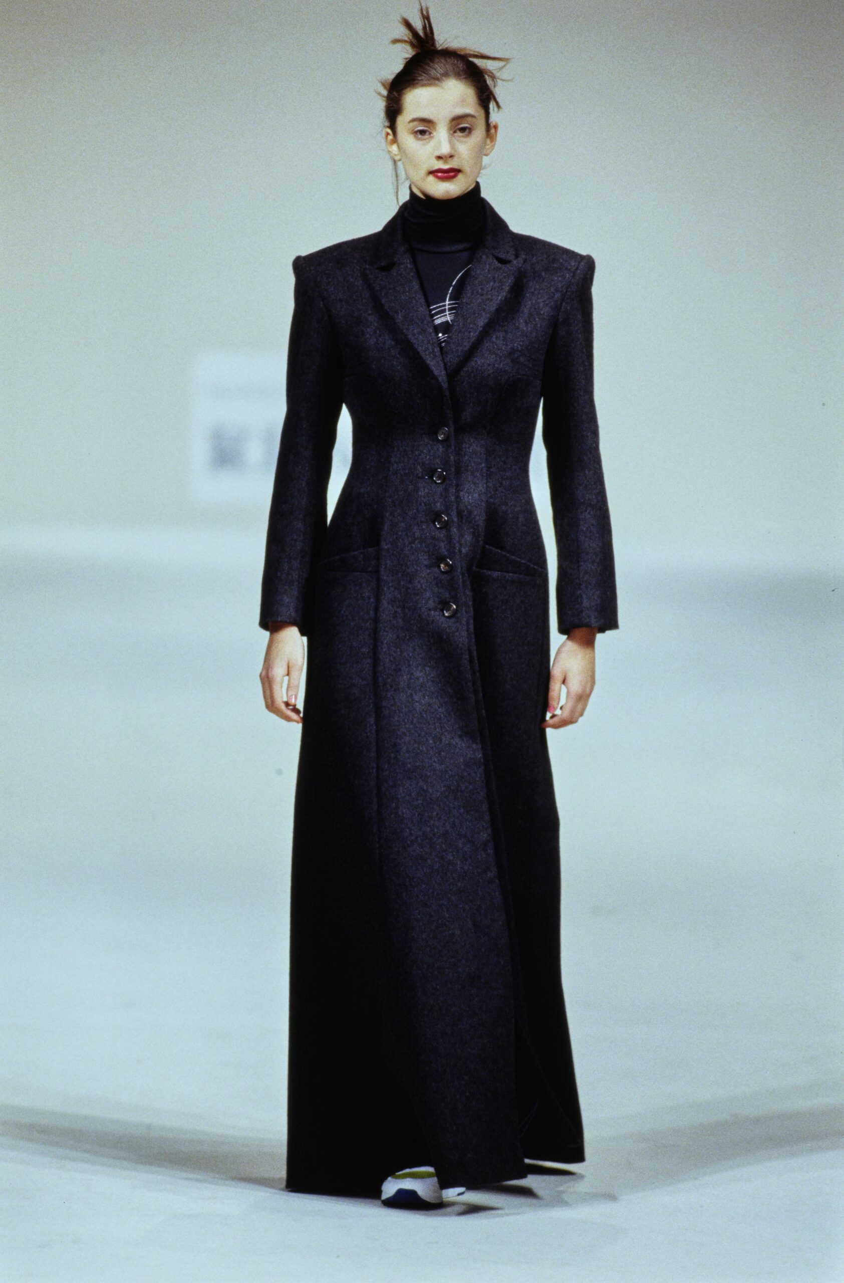 black fitted maxi coat