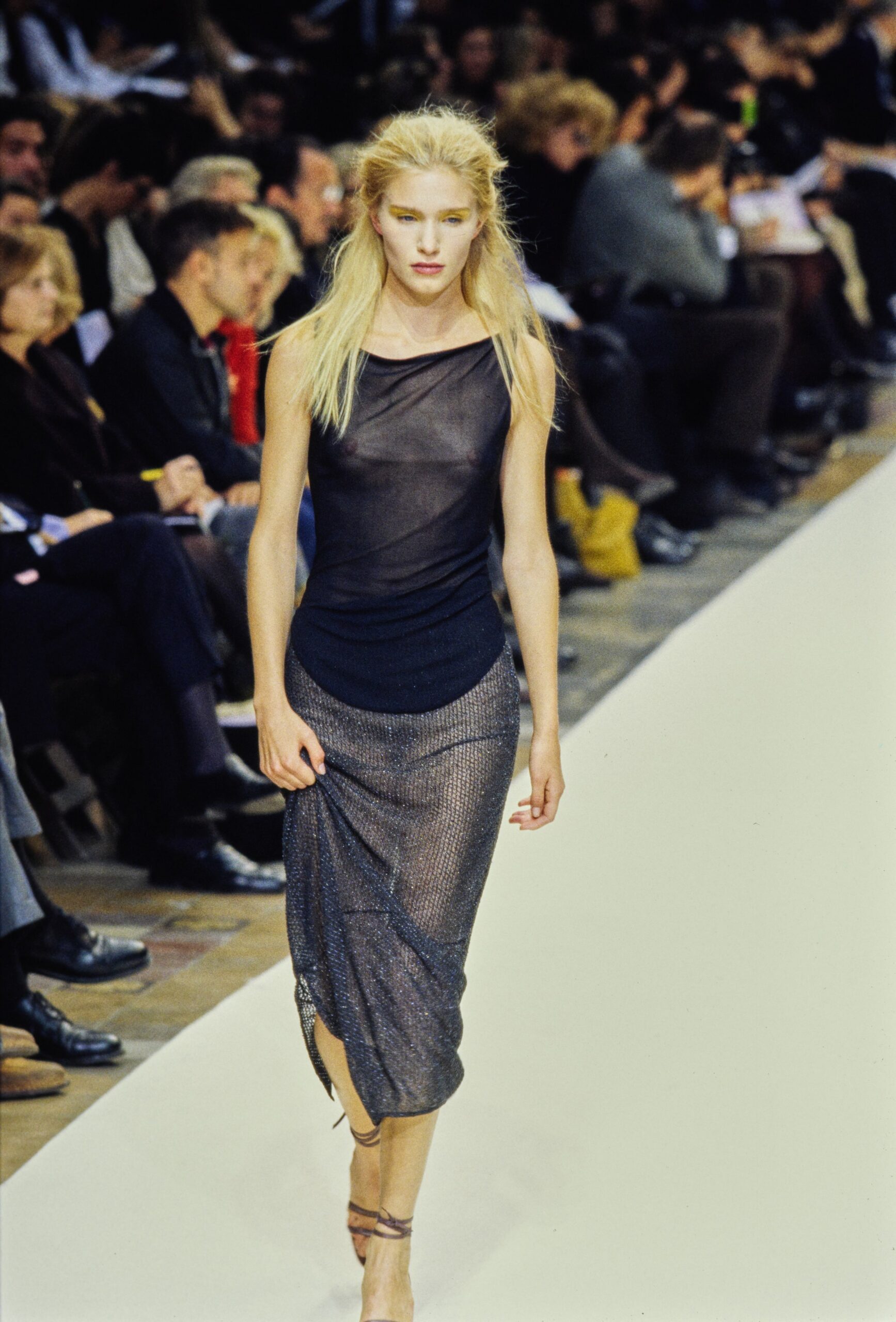 sheer draped mesh top