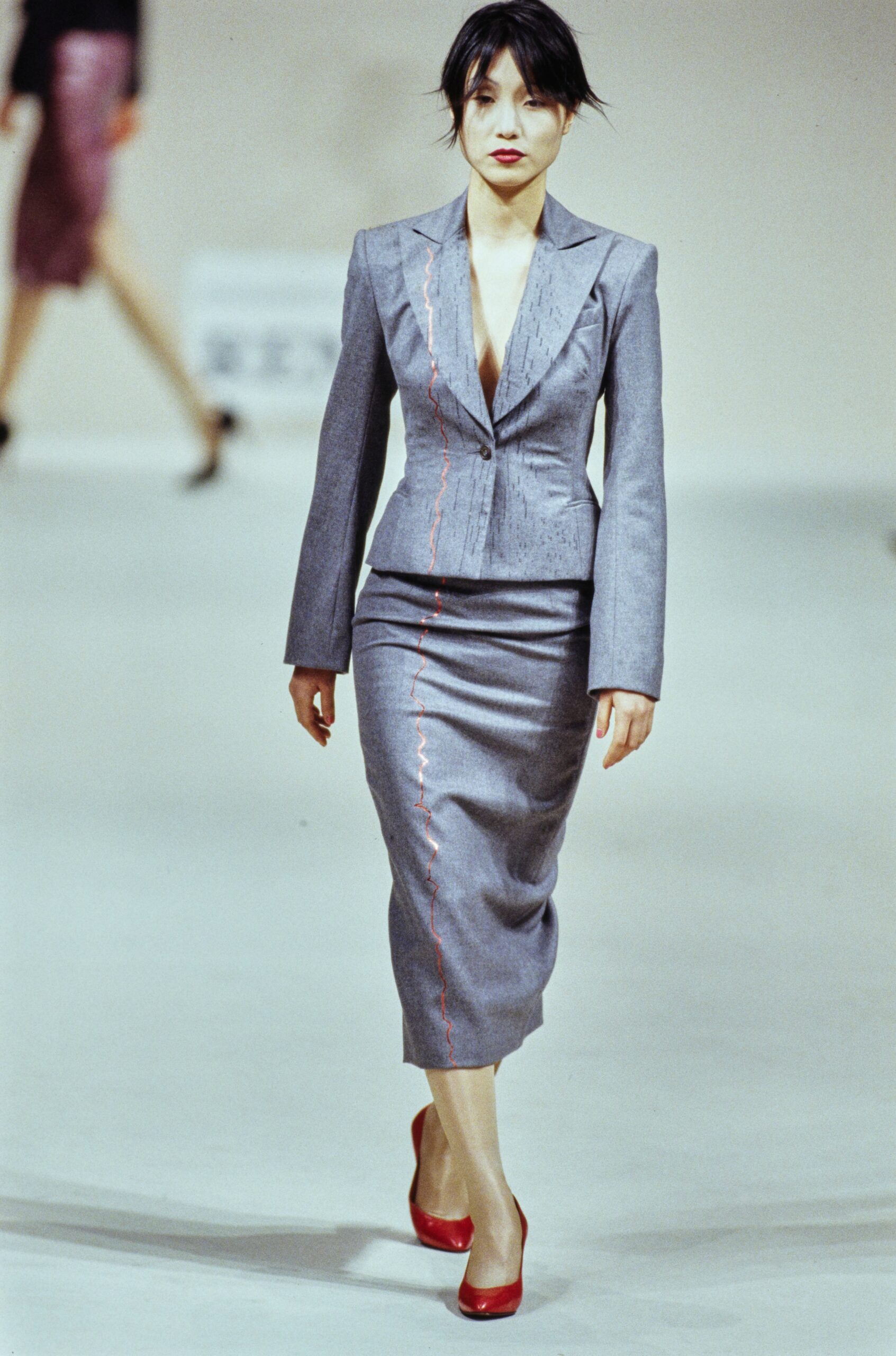 tailored peplum skirt suit