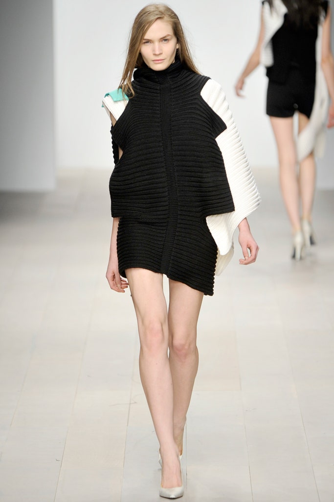 asymmetric color-block knit mini dress