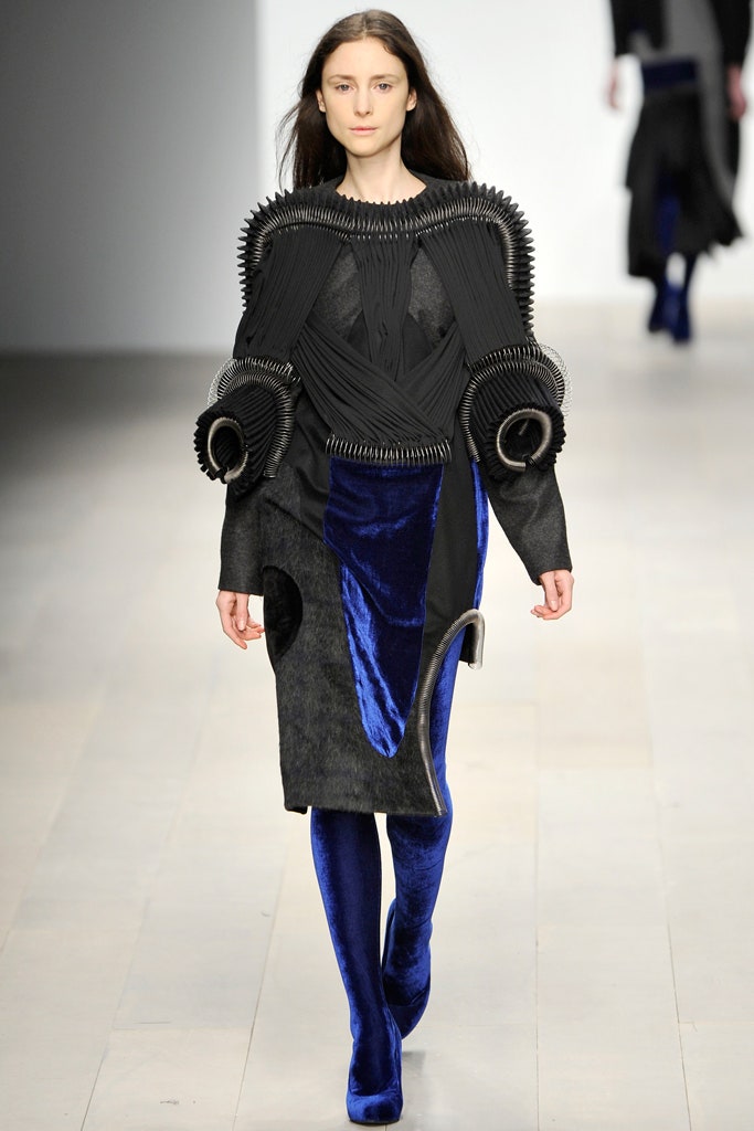 sculptural pleated cutout dress