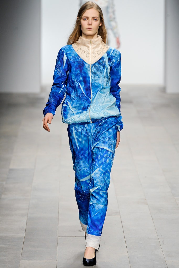 blue printed windbreaker jacket