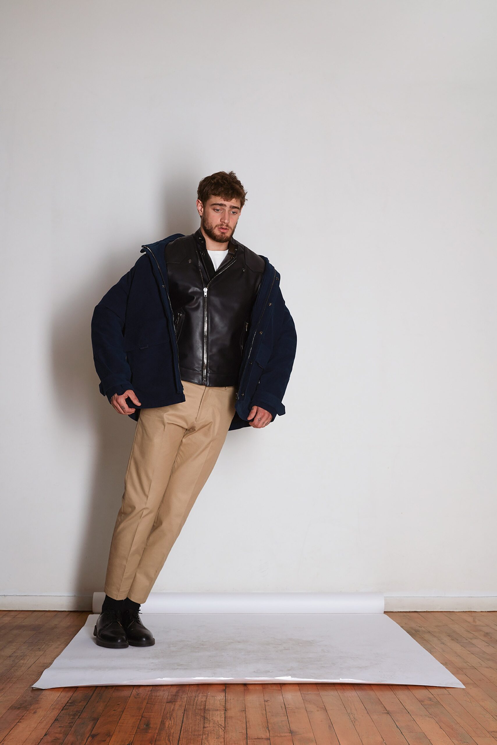blue unknown long-sleeve hooded oversized parka