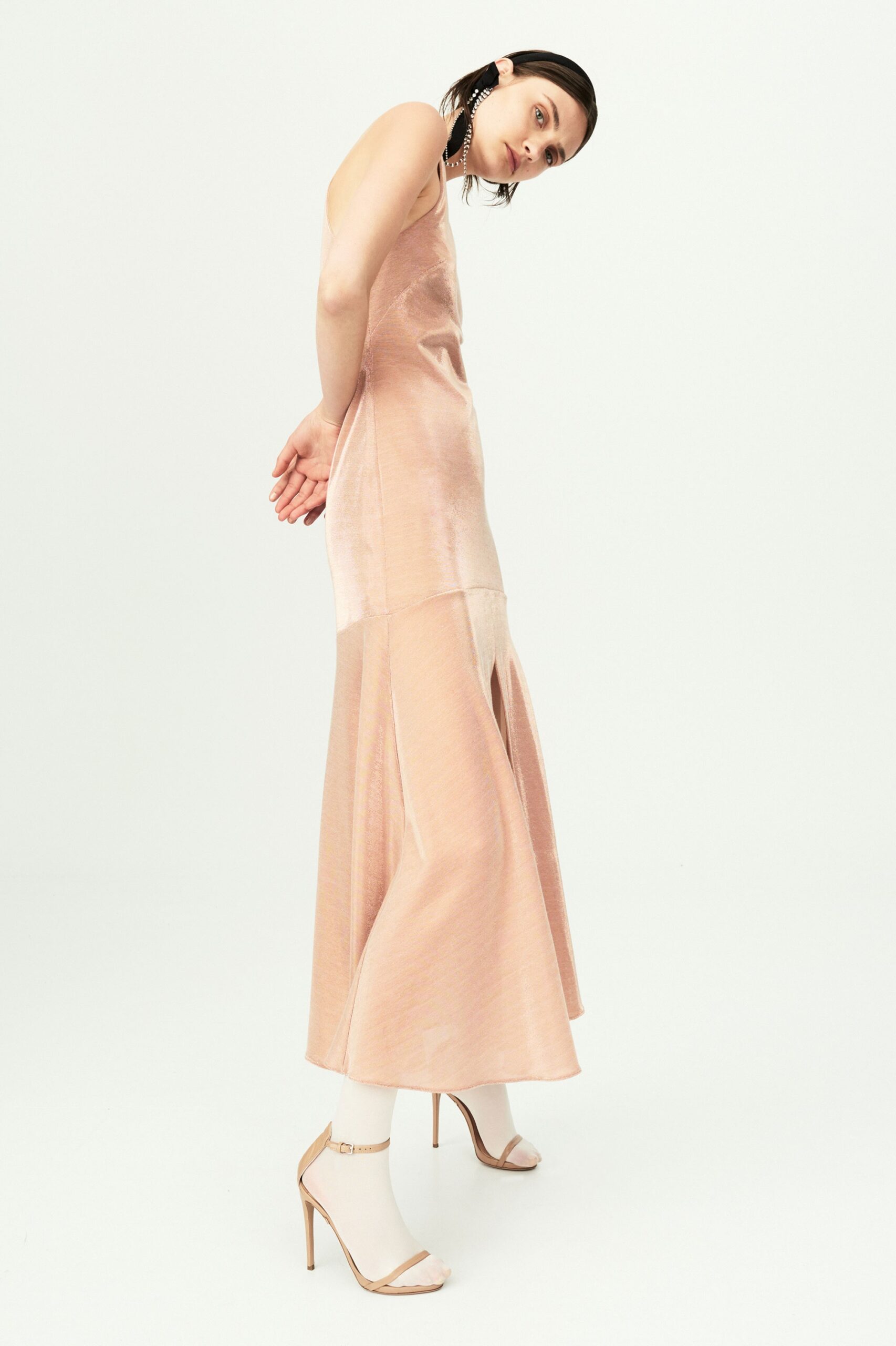 pink velvet slip dress