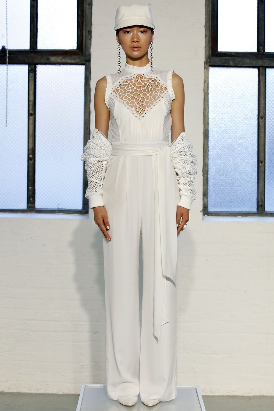 white cutout wide-leg jumpsuit