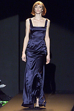 blue satin sleeveless square-neck fitted draped gown