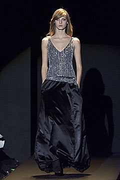 black satin spaghetti-strap gown