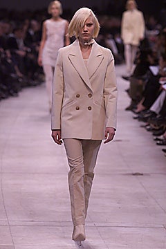 beige double-breasted blazer