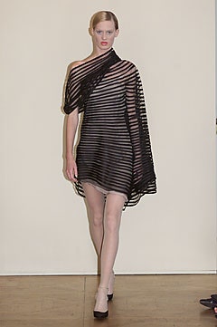 black mesh off-shoulder asymmetric striped draped mini-dress