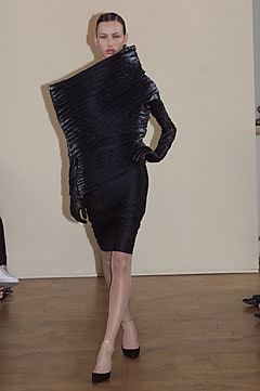 sculptural one-shoulder ruched black dress