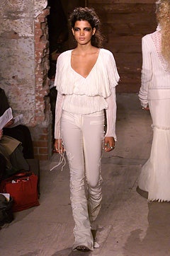 ivory draped deep V jumpsuit