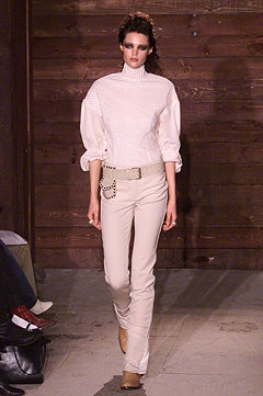 high-neck ruched white blouse