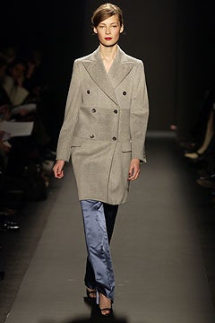 blue satin straight-leg shiny pants