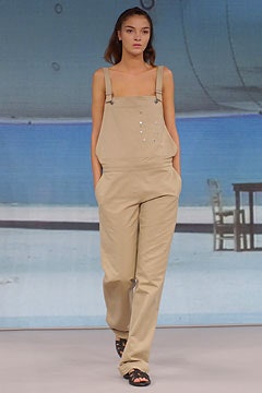 beige unknown sleeveless square-neck relaxed buttoned jumpsuit