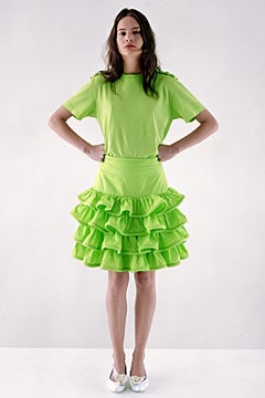 green unknown short-sleeve high-neck ruffled belted mini dress
