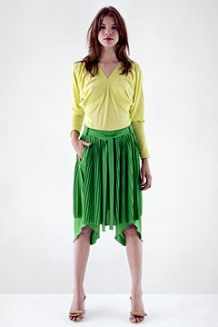 green pleated handkerchief midi skirt