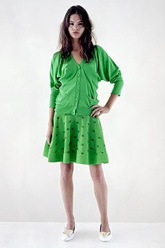 green knit cardigan