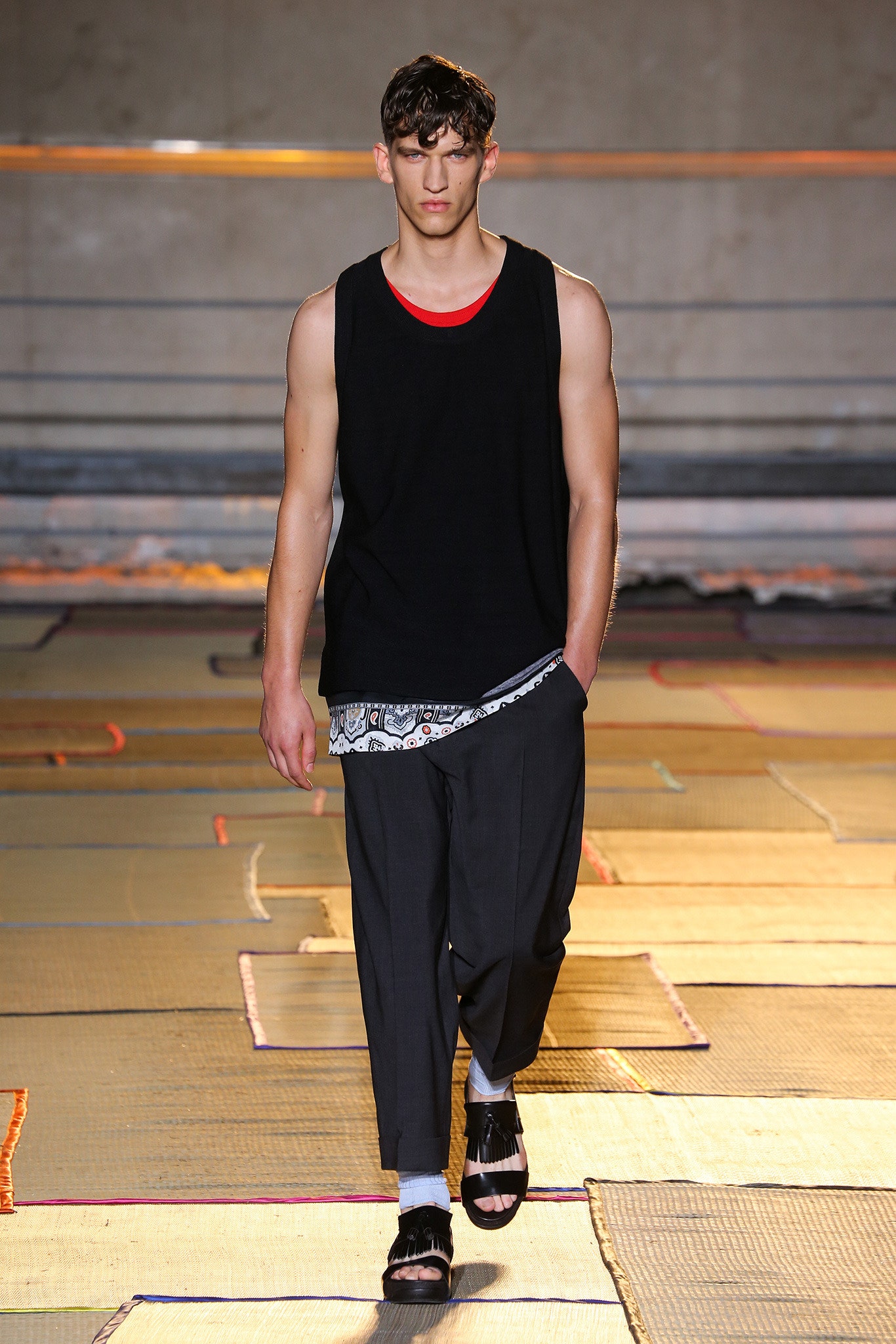 black tank top with red trim